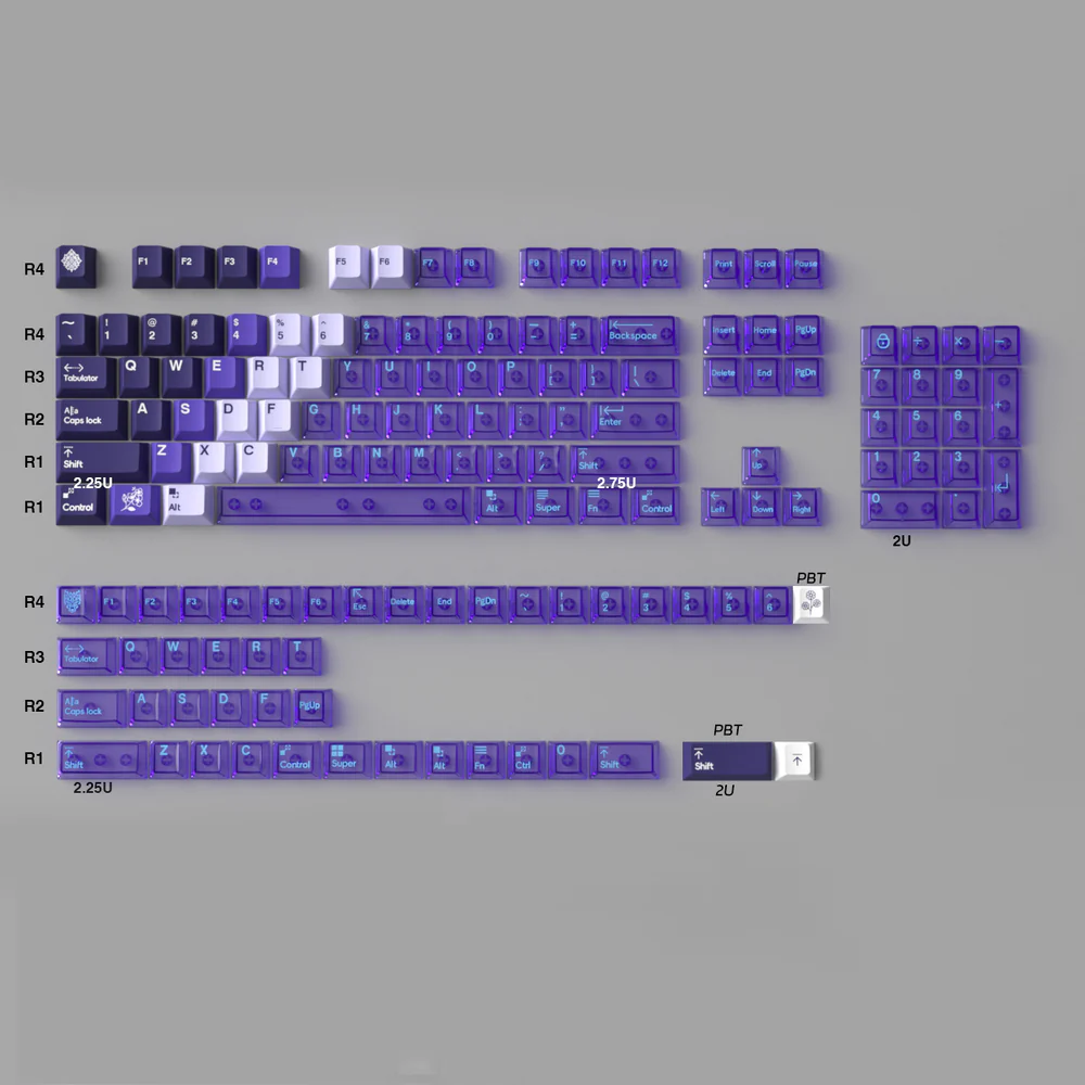 Hybrid-Gradient Transparent Keycaps Set - Ascend Keyboards