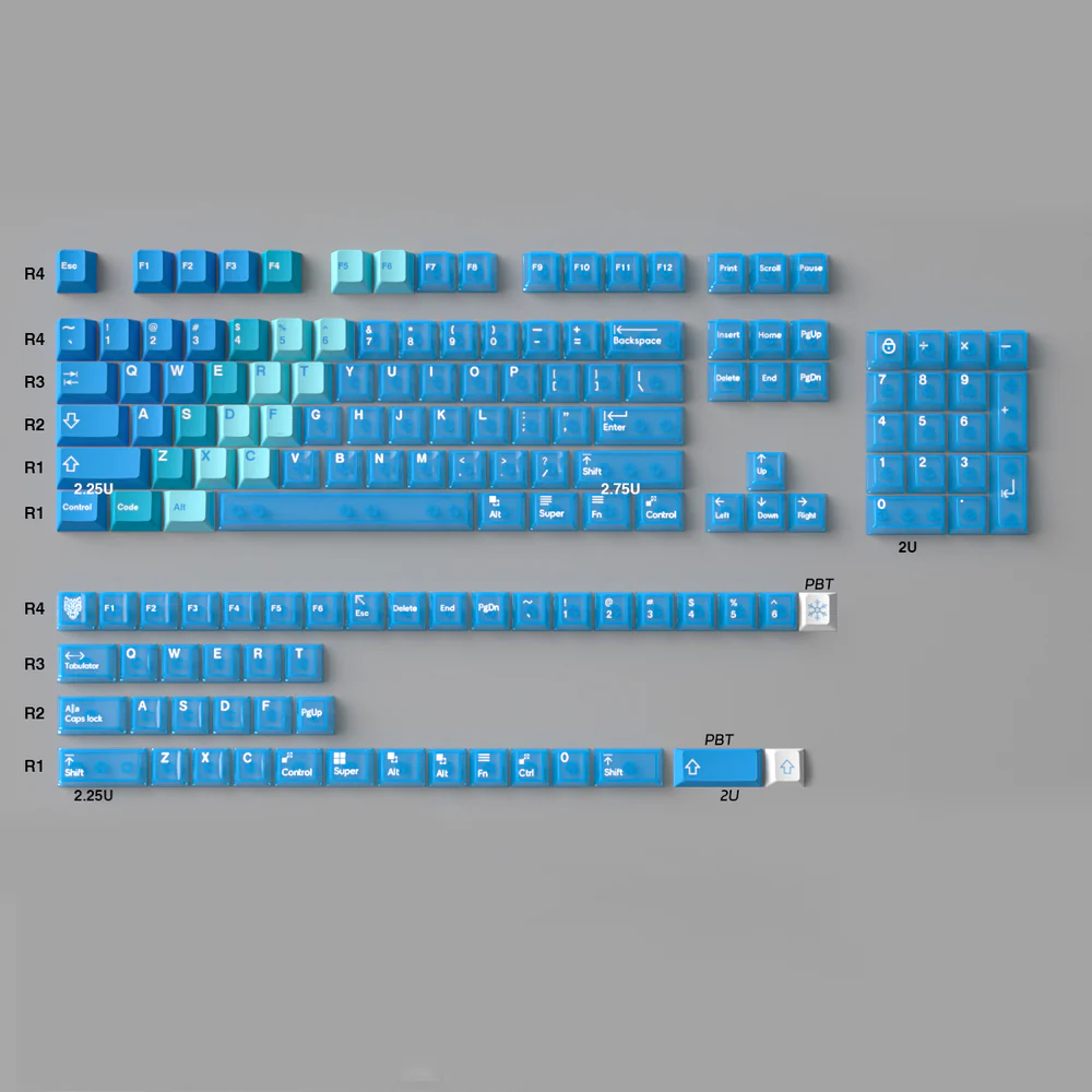 Hybrid-Gradient Transparent Keycaps Set - Ascend Keyboards