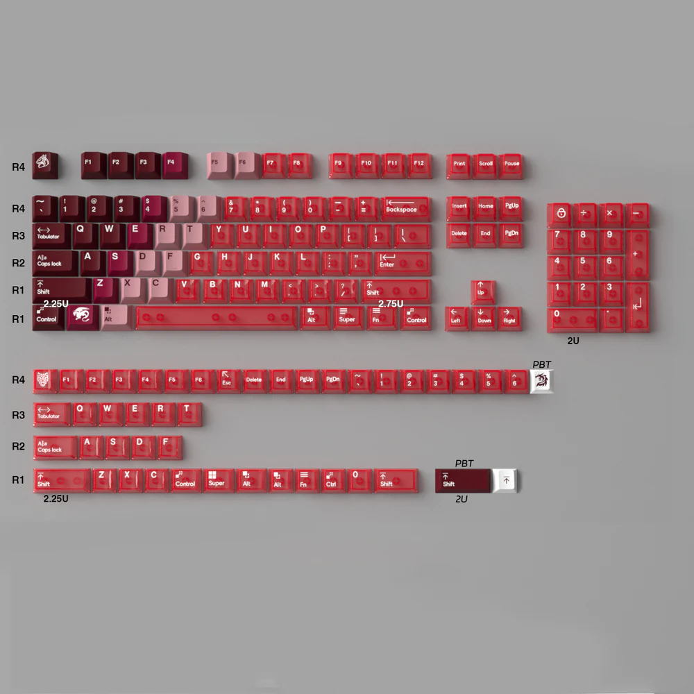 Hybrid-Gradient Transparent Keycaps Set - Ascend Keyboards